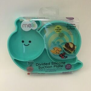 NEW Melii Divided Silicone Suction Plate Microwave and Freezer Safe